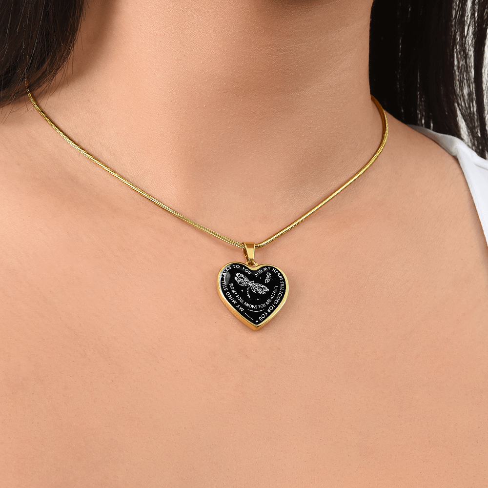My Mind Still Talks To You - Dragonfly Gift Luxury Heart Necklace For Women Mom (133127714264)