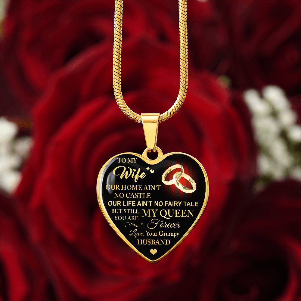 To My Wife Love Gift From Grumpy Husband Heart Necklace Chain for Valentines Day (133581377259)