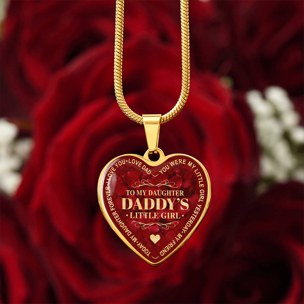 To My Daughter Luxury Heart Necklace, Dad and Daughter Gift For Birthday Wedding (132950172012)