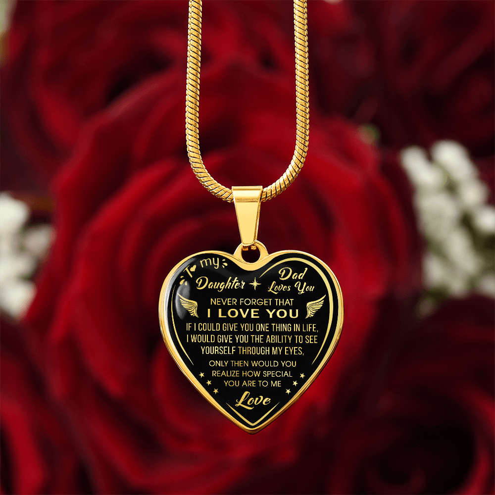 Dad To Daughter Gift Novelty Luxury Unique Heart Necklace from Father Daddy Papa (132629516810)