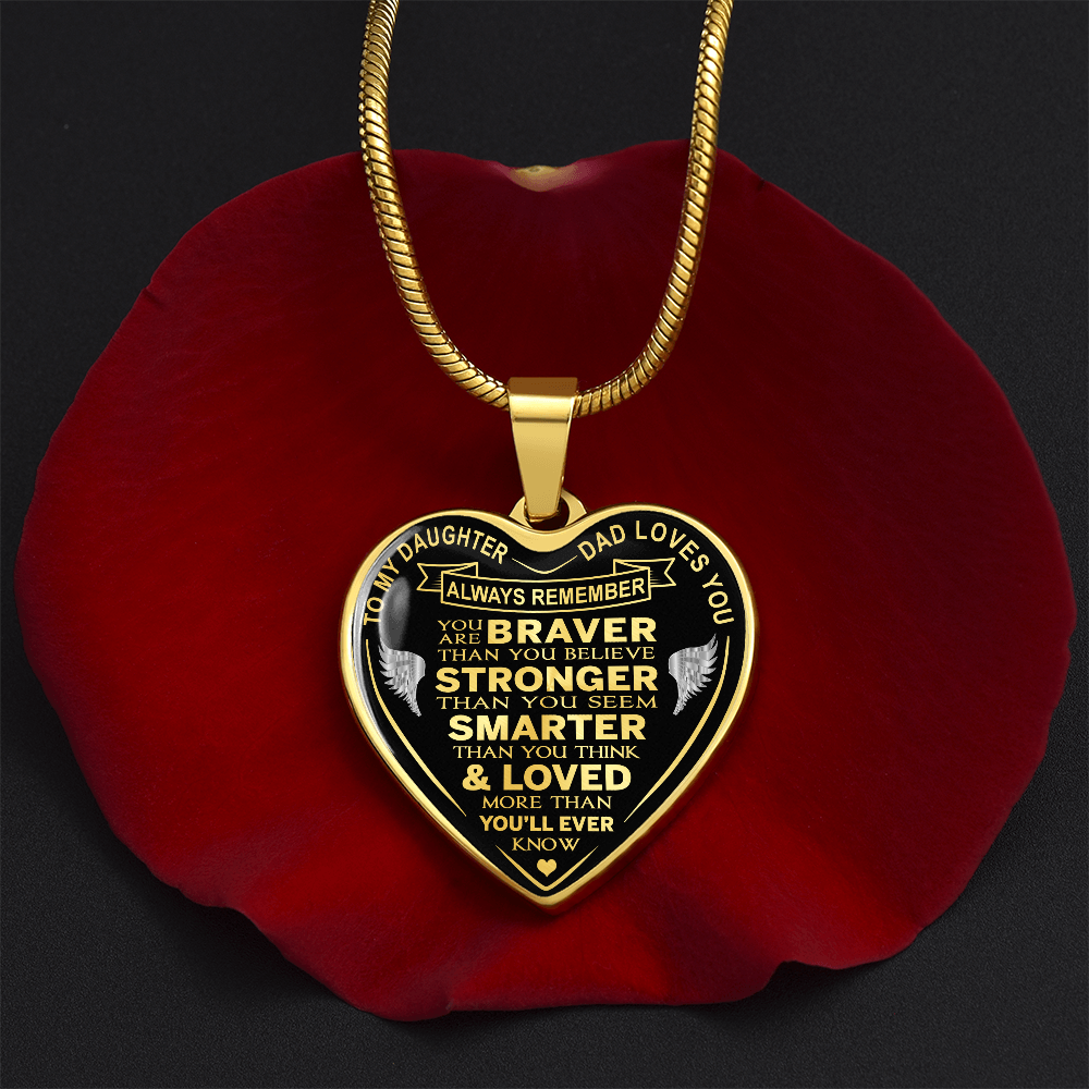 To My Daughter - Dad Loves You Luxury Heart Necklace Gifts For Birthday, Wedding (132624694219)