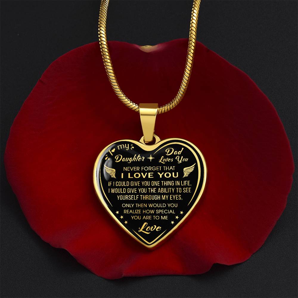 Dad To Daughter Gift Novelty Luxury Unique Heart Necklace from Father Daddy Papa (132629516810)
