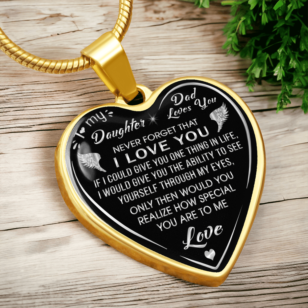 Dad to Daughter Gift Novelty Luxury Unique Heart Necklace From Father, Daddy, Papa for Little Girl's Birthday, Back to School (132629516810)
