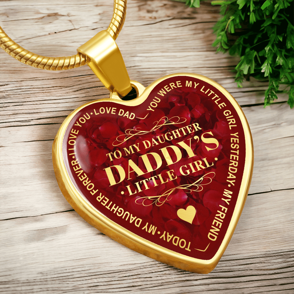 To My Daughter Luxury Heart Necklace, Dad and Daughter Gift For Birthday Wedding (132950172012)