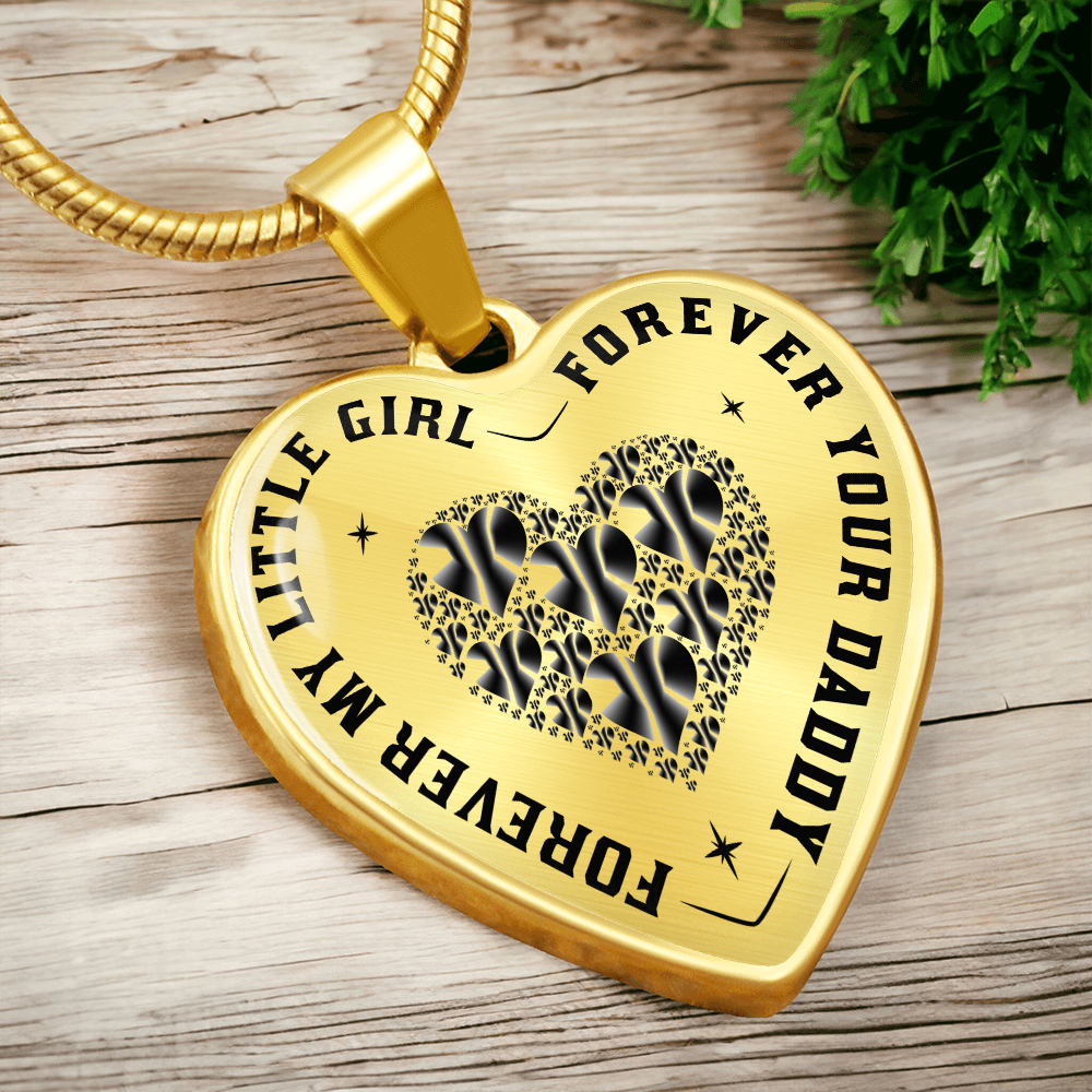 Dad to Daughter Gift, Forever My Little Girl Inspirational Heart Trendy Necklace (132650065815)