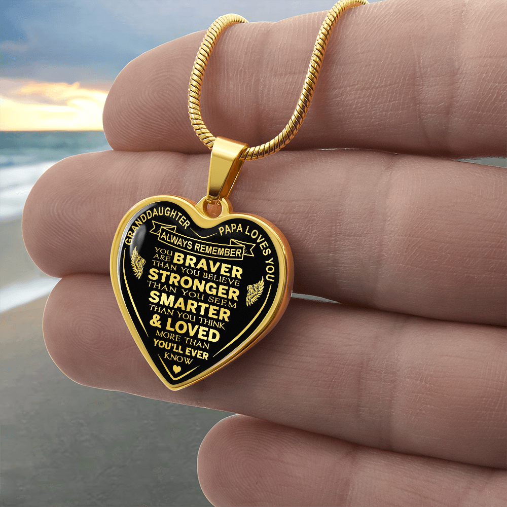 To My Granddaughter Heart Necklace gift from Papa Grandad Grandfather