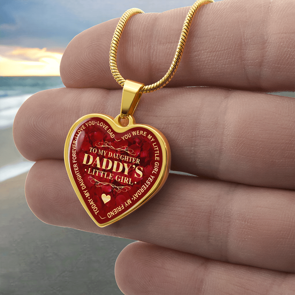 To My Daughter Luxury Heart Necklace, Dad and Daughter Gift For Birthday Wedding (132950172012)