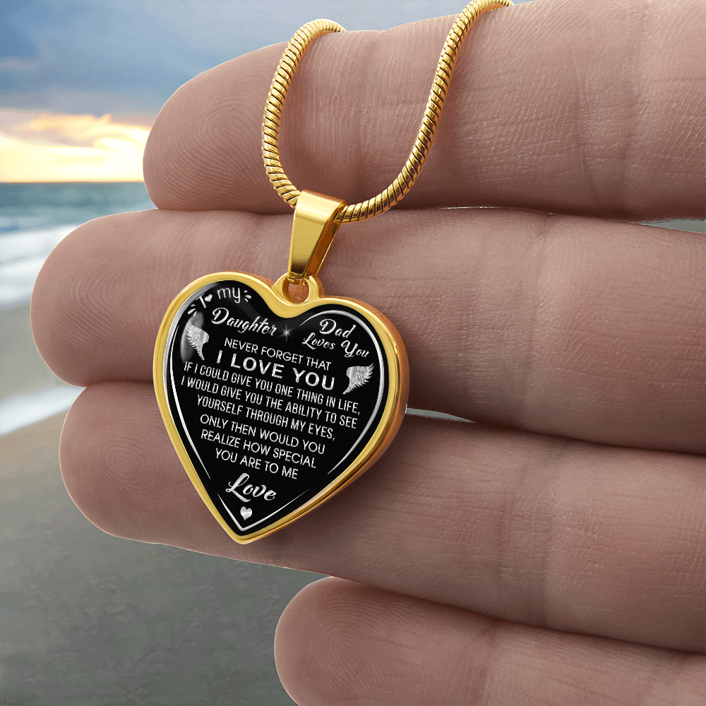 Dad to Daughter Gift Novelty Luxury Unique Heart Necklace From Father, Daddy, Papa for Little Girl's Birthday, Back to School (132629516810)
