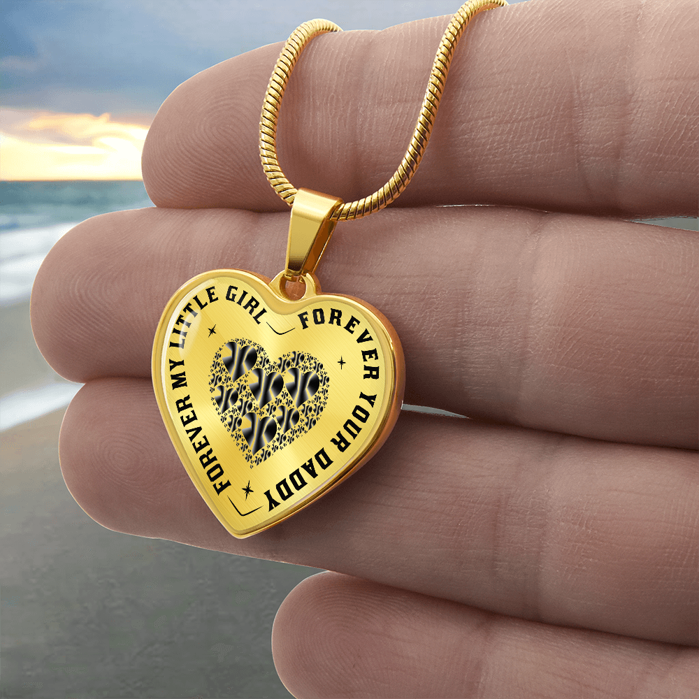 Dad to Daughter Gift, Forever My Little Girl Inspirational Heart Trendy Necklace (132650065815)