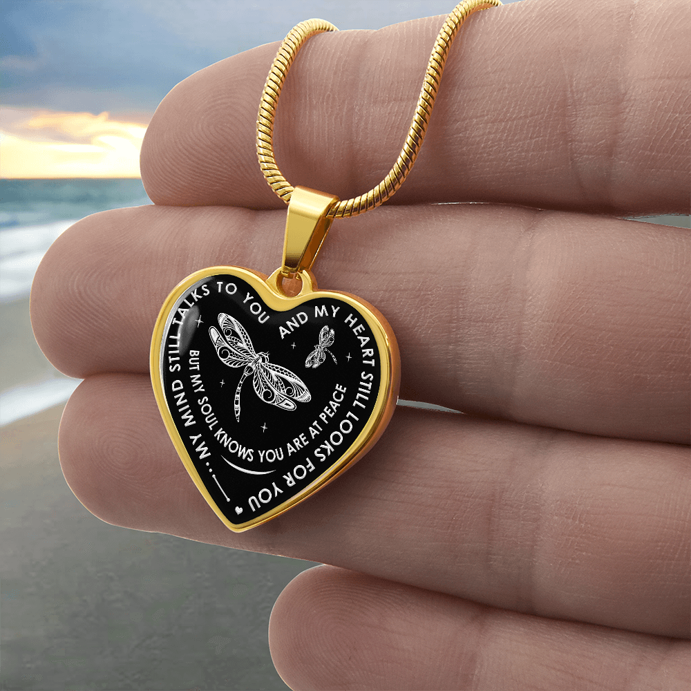 My Mind Still Talks To You - Dragonfly Gift Luxury Heart Necklace For Women Mom (133127714264)