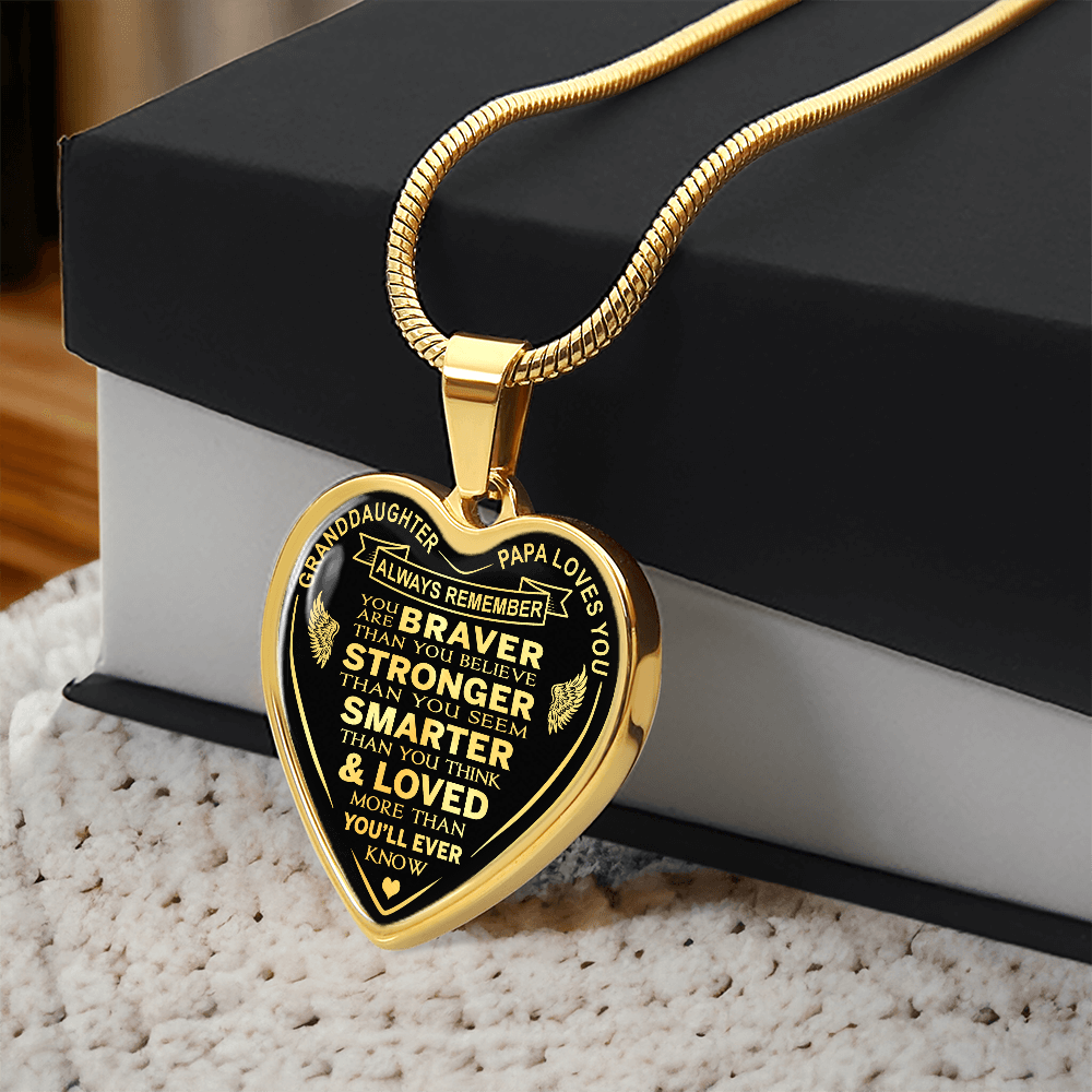 To My Granddaughter Heart Necklace gift from Papa Grandad Grandfather