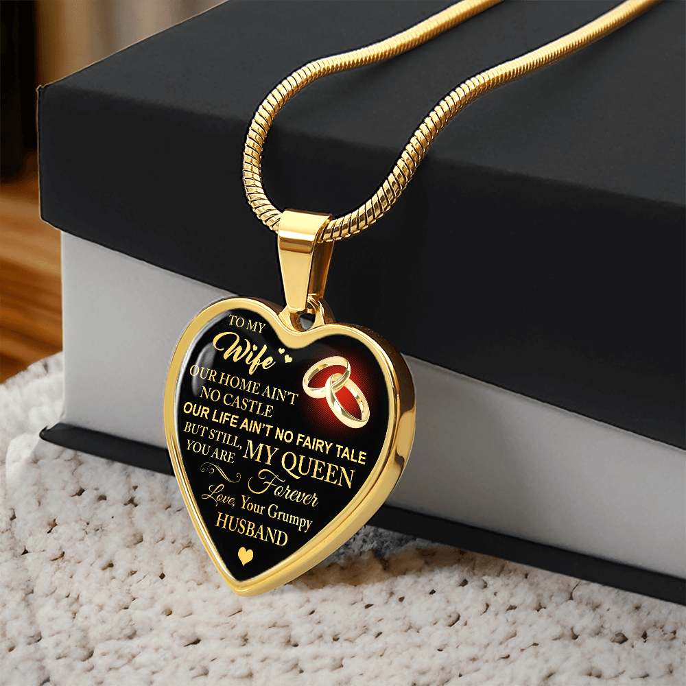 To My Wife Love Gift From Grumpy Husband Heart Necklace Chain for Valentines Day (133581377259)
