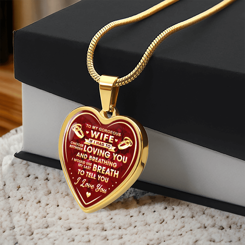 Romantic Gift for Wife, Wedding Heart Necklace - Husband and Wife Heartfelt Gift (132950845308)