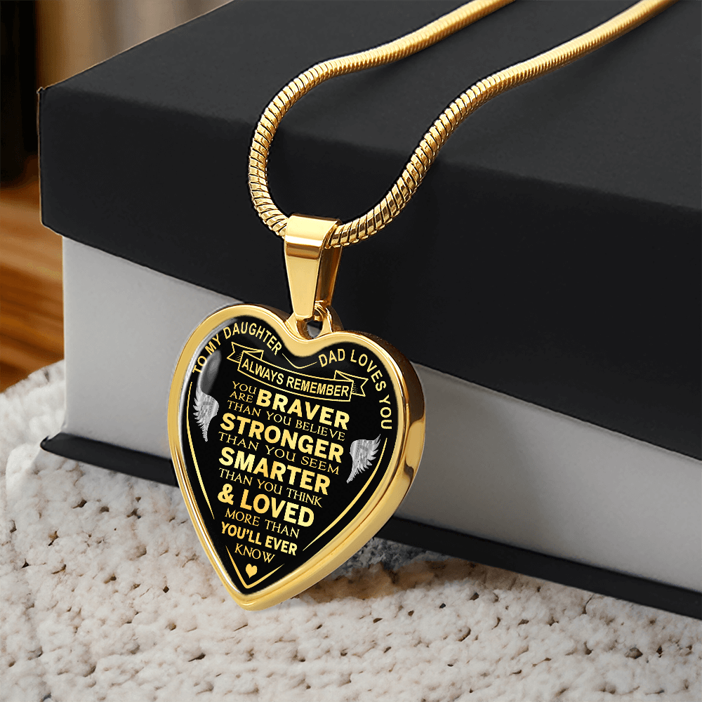 To My Daughter - Dad Loves You Luxury Heart Necklace Gifts For Birthday, Wedding (132624694219)
