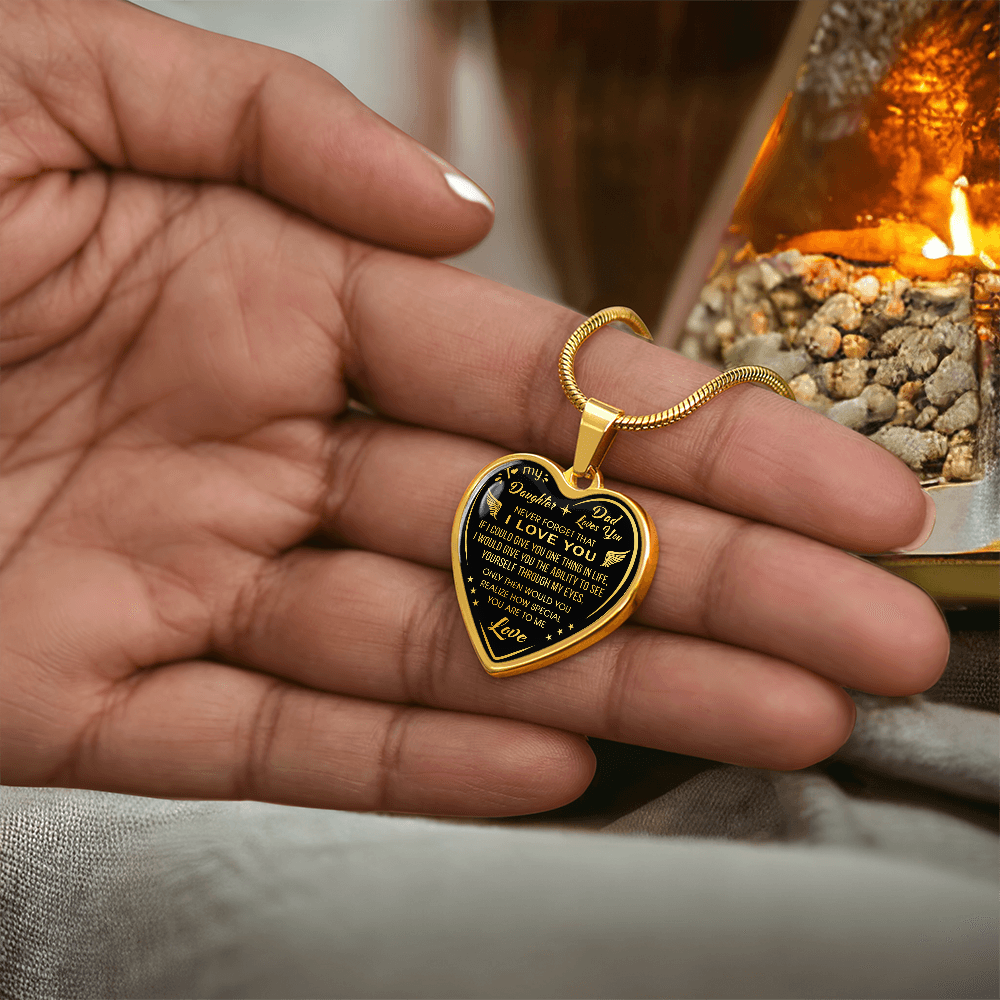 Dad To Daughter Gift Novelty Luxury Unique Heart Necklace from Father Daddy Papa (132629516810)