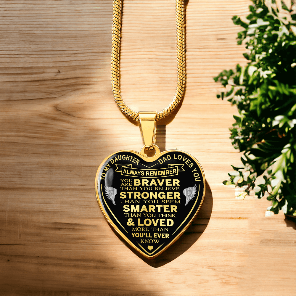 To My Daughter - Dad Loves You Luxury Heart Necklace Gifts For Birthday, Wedding (132624694219)
