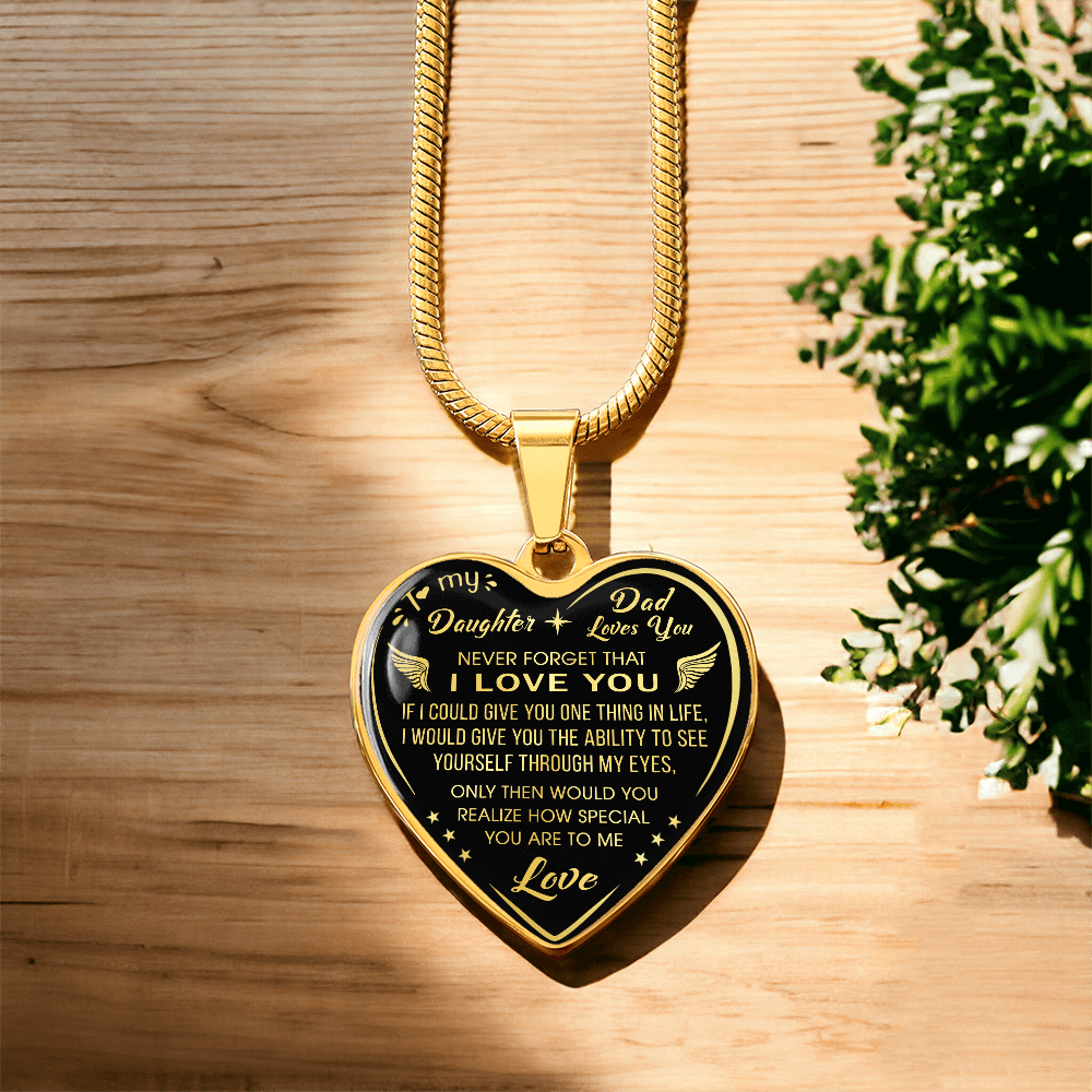 Dad To Daughter Gift Novelty Luxury Unique Heart Necklace from Father Daddy Papa (132629516810)