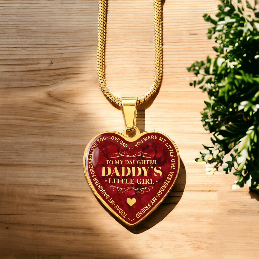 To My Daughter Luxury Heart Necklace, Dad and Daughter Gift For Birthday Wedding (132950172012)