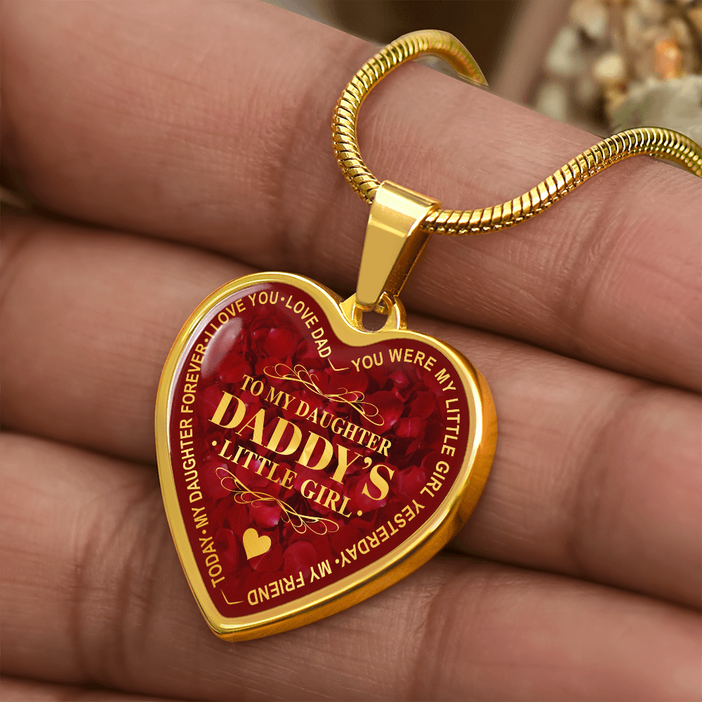To My Daughter Luxury Heart Necklace, Dad and Daughter Gift For Birthday Wedding (132950172012)
