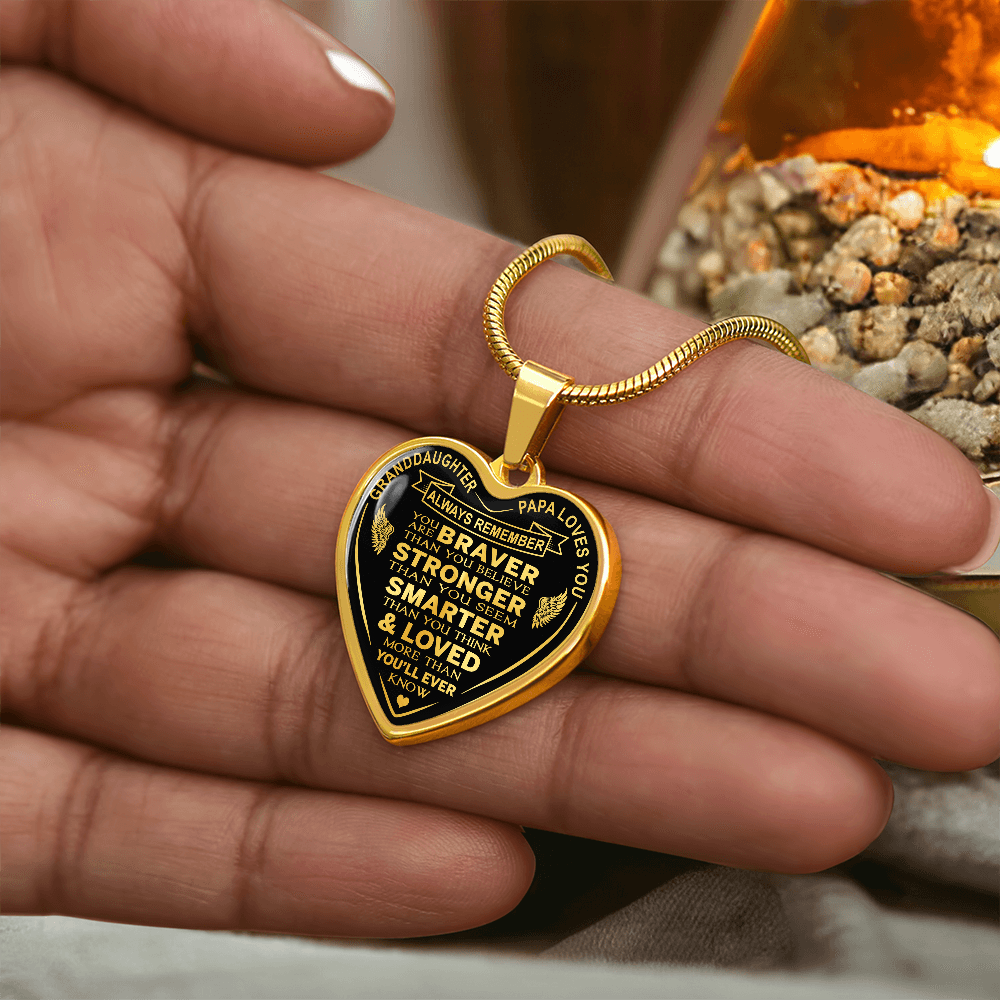 To My Granddaughter Heart Necklace gift from Papa Grandad Grandfather