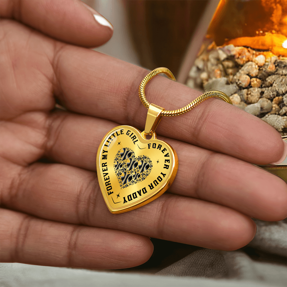 Dad to Daughter Gift, Forever My Little Girl Inspirational Heart Trendy Necklace (132650065815)