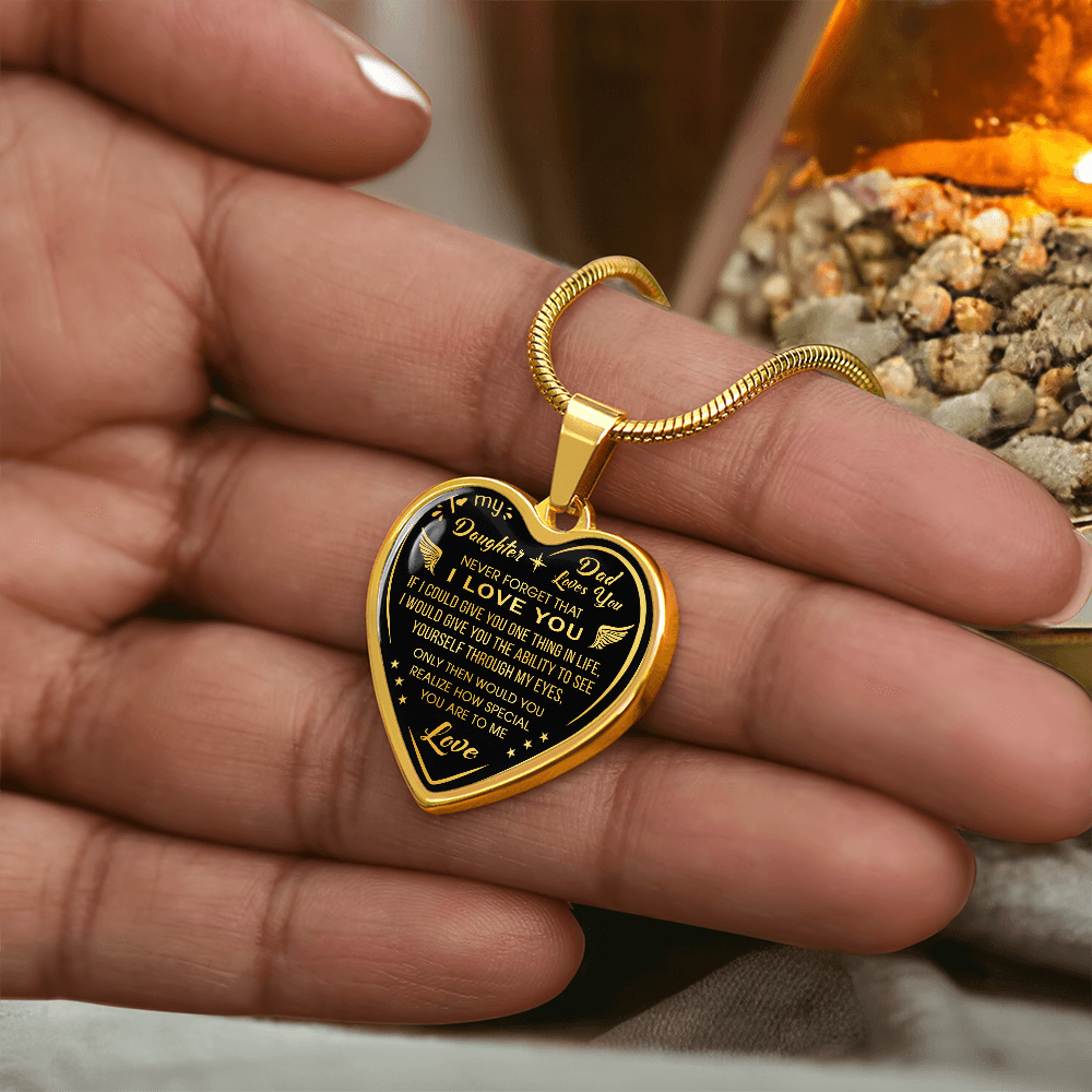 Dad To Daughter Gift Novelty Luxury Unique Heart Necklace from Father Daddy Papa (132629516810)
