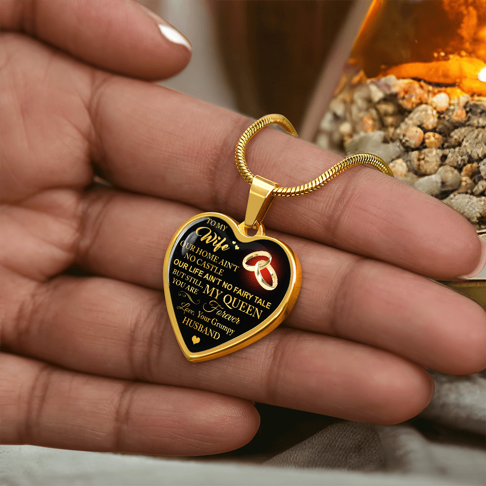 To My Wife Love Gift From Grumpy Husband Heart Necklace Chain for Valentines Day (133581377259)