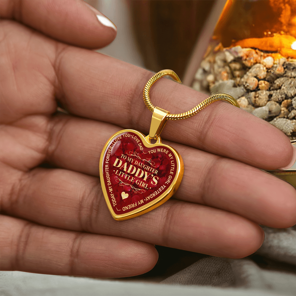 To My Daughter Luxury Heart Necklace, Dad and Daughter Gift For Birthday Wedding (132950172012)