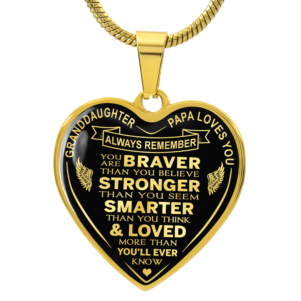 To My Granddaughter Heart Necklace gift from Papa Grandad Grandfather