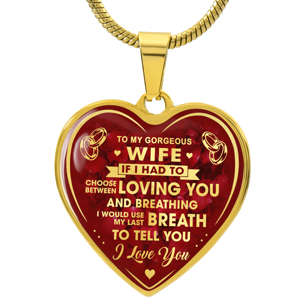 To My Gorgeous Wife Heart Necklace Gift from Husband Partner - Unique Present for Bride Soulmate, Anniversary Wedding Gift