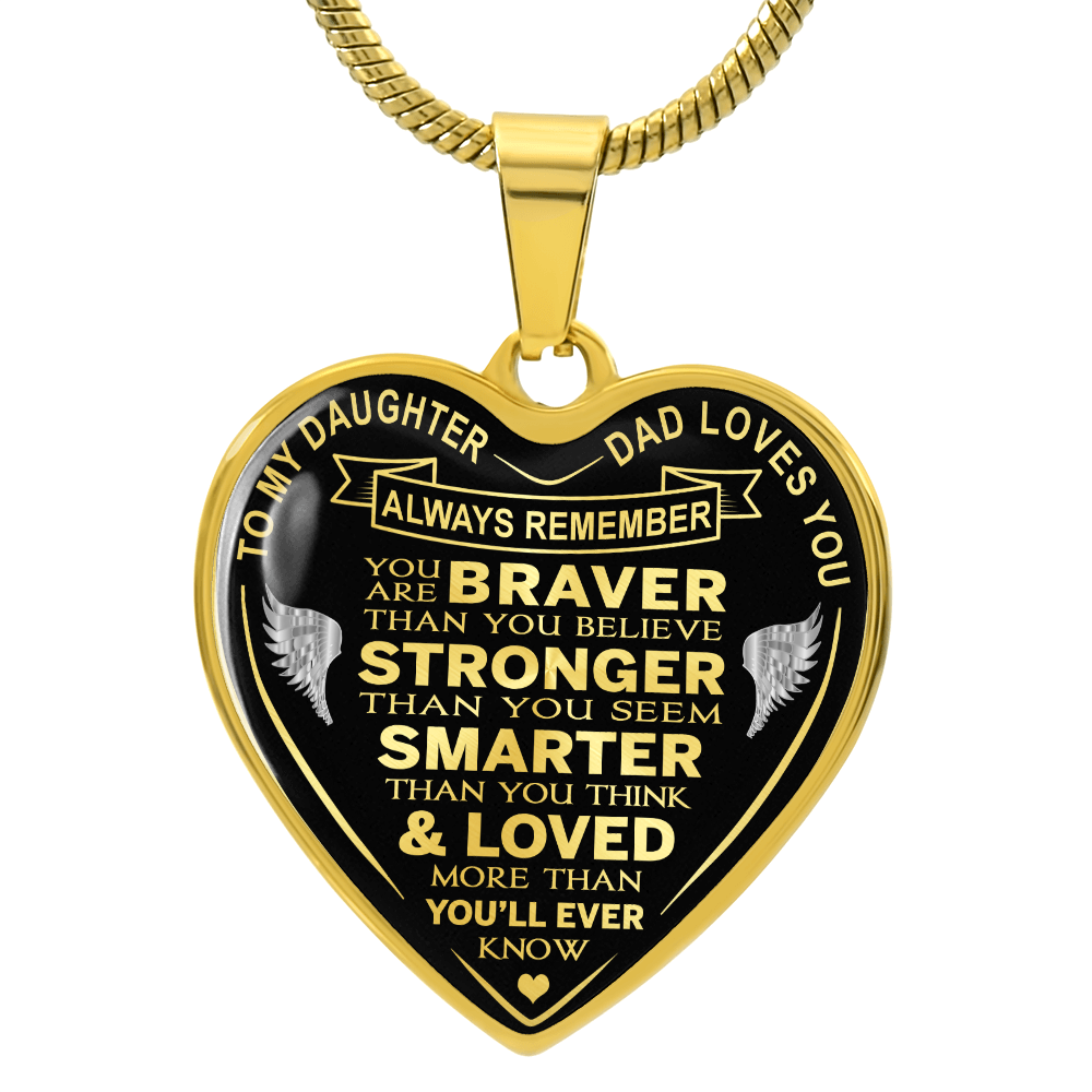 To My Daughter - Dad Loves You Luxury Heart Necklace Gifts For Birthday, Wedding (132624694219)