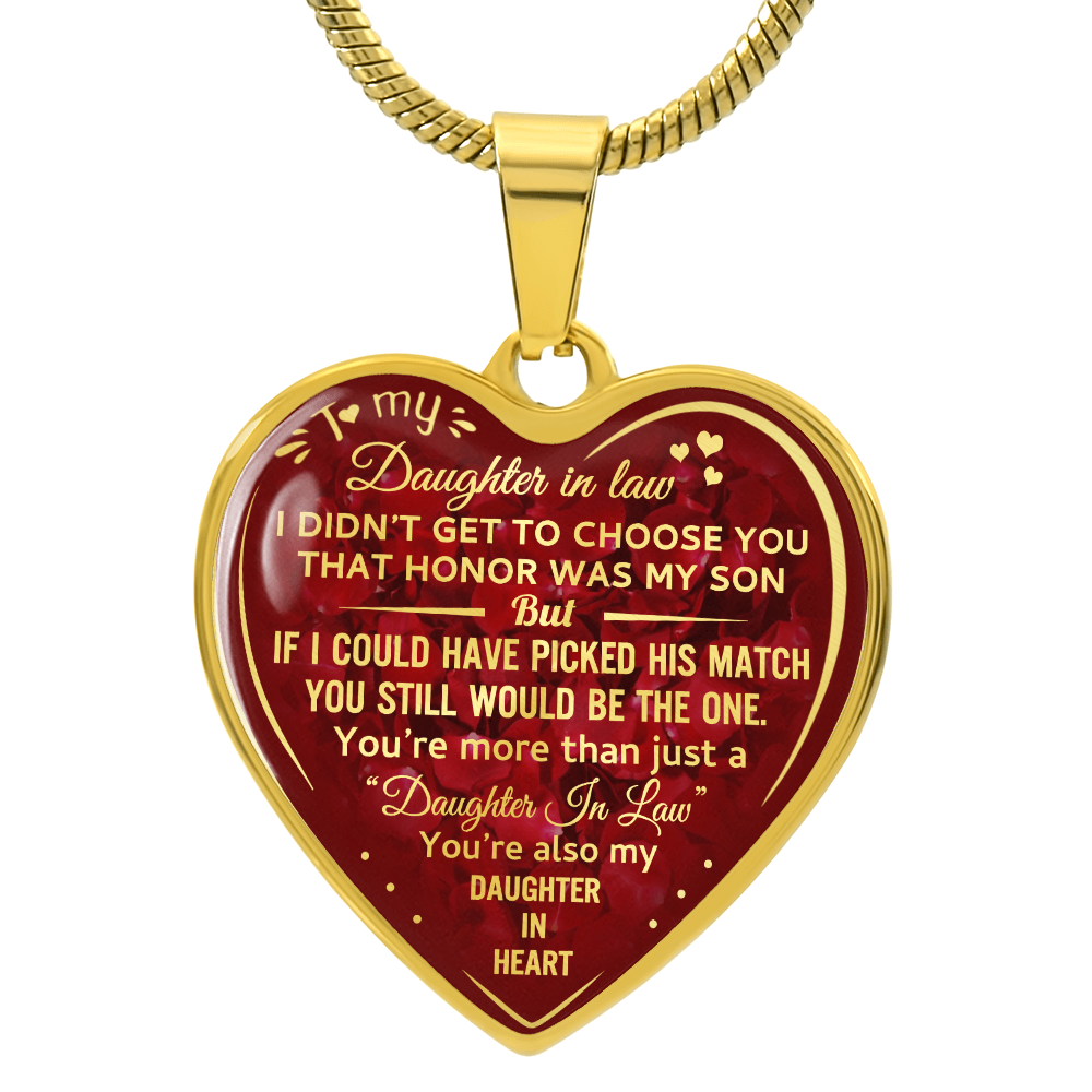 To My Daughter In Law Love Gift Luxury Heart Pendant Necklace for Bonus Daughter (134032062455)