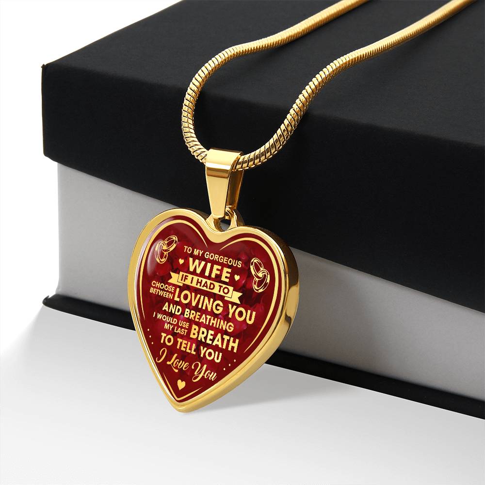 To My Gorgeous Wife Heart Necklace Gift from Husband Partner - Unique Present for Bride Soulmate, Anniversary Wedding Gift