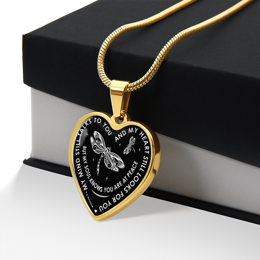 My Mind Still Talks To You - Dragonfly Gift Luxury Heart Necklace For Women Mom (133127714264)