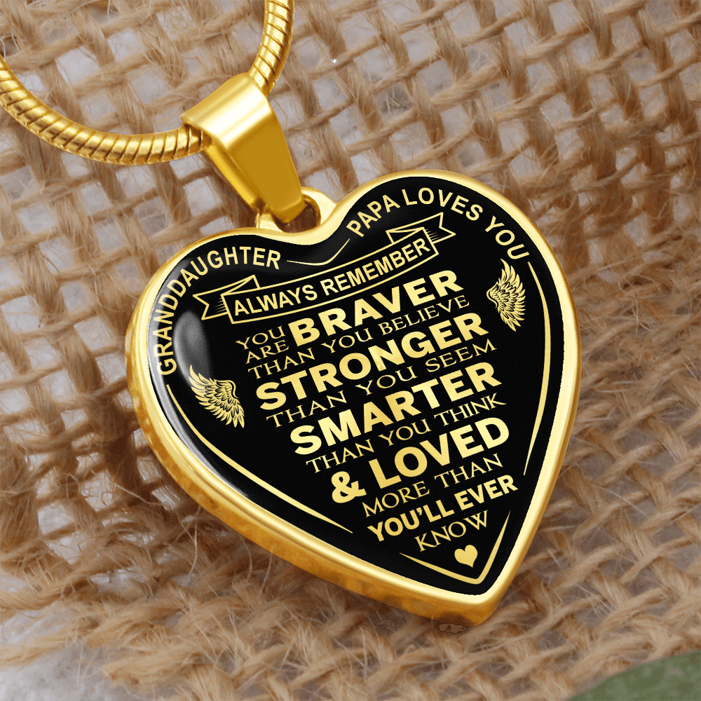 To My Granddaughter Heart Necklace gift from Papa Grandad Grandfather