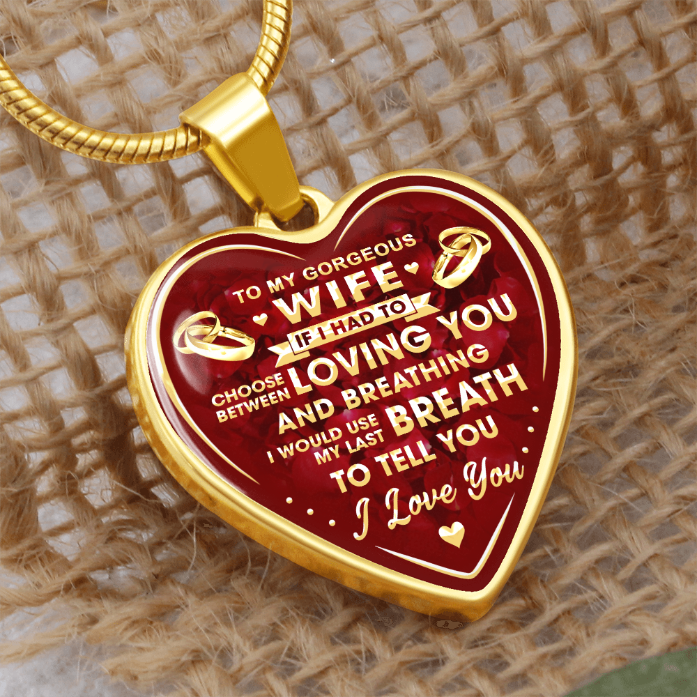 Romantic Gift for Wife, Wedding Heart Necklace - Husband and Wife Heartfelt Gift (132950845308)