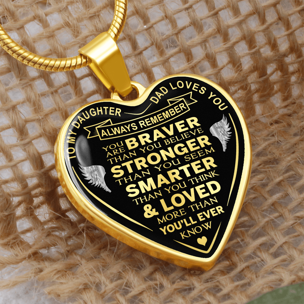 To My Daughter - Dad Loves You Luxury Heart Necklace Gifts For Birthday, Wedding (132624694219)