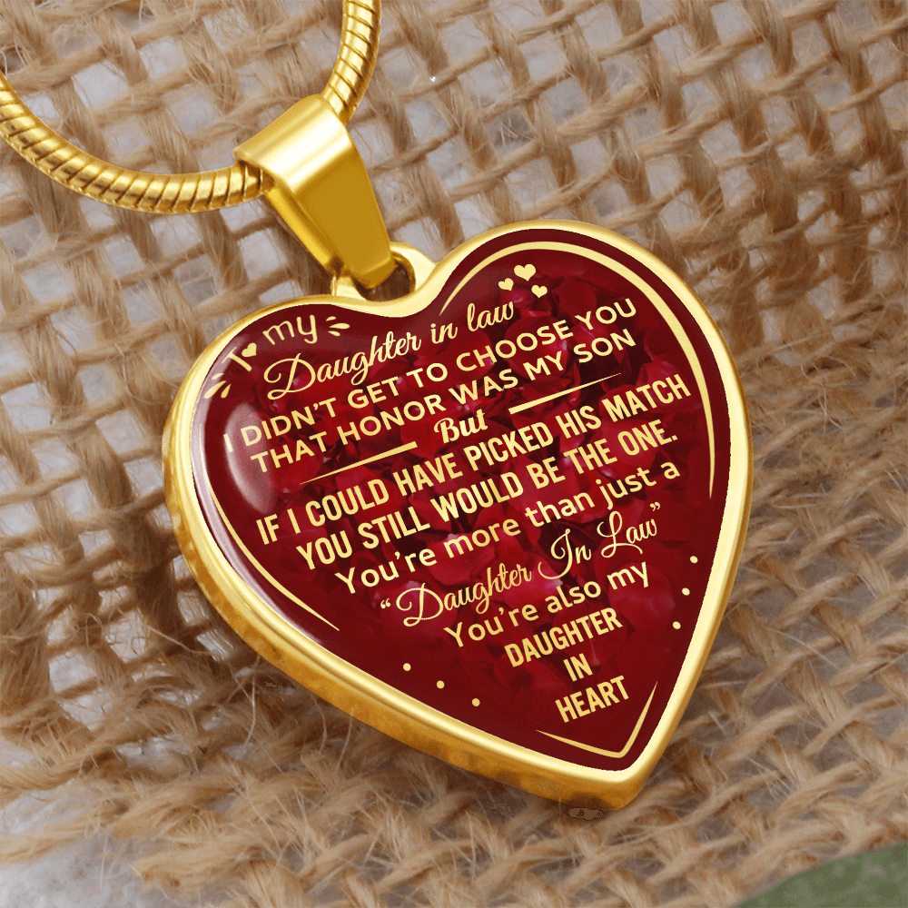 To My Daughter In Law Love Gift Luxury Heart Pendant Necklace for Bonus Daughter (134032062455)