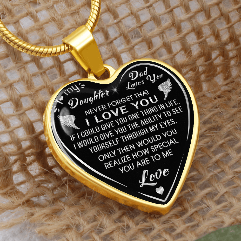 Dad to Daughter Gift Novelty Luxury Unique Heart Necklace From Father, Daddy, Papa for Little Girl's Birthday, Back to School (132629516810)