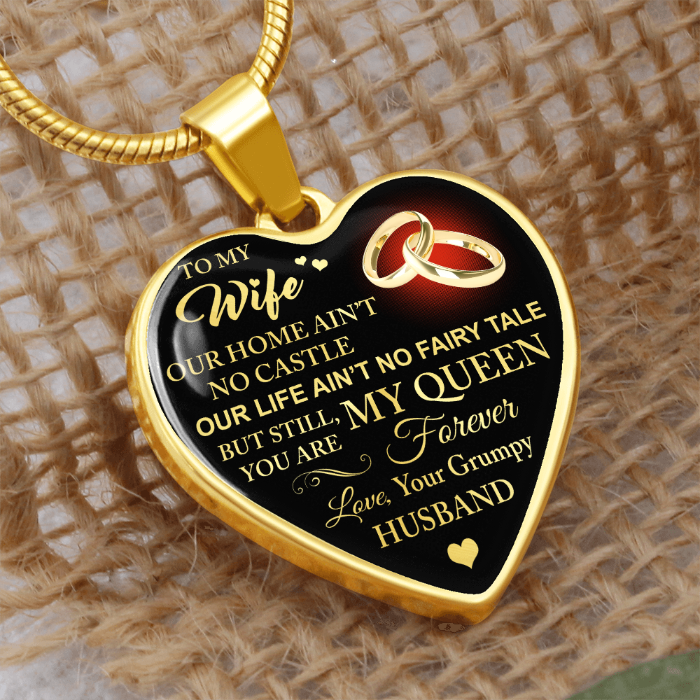 To My Wife Love Gift From Grumpy Husband Heart Necklace Chain for Valentines Day (133581377259)