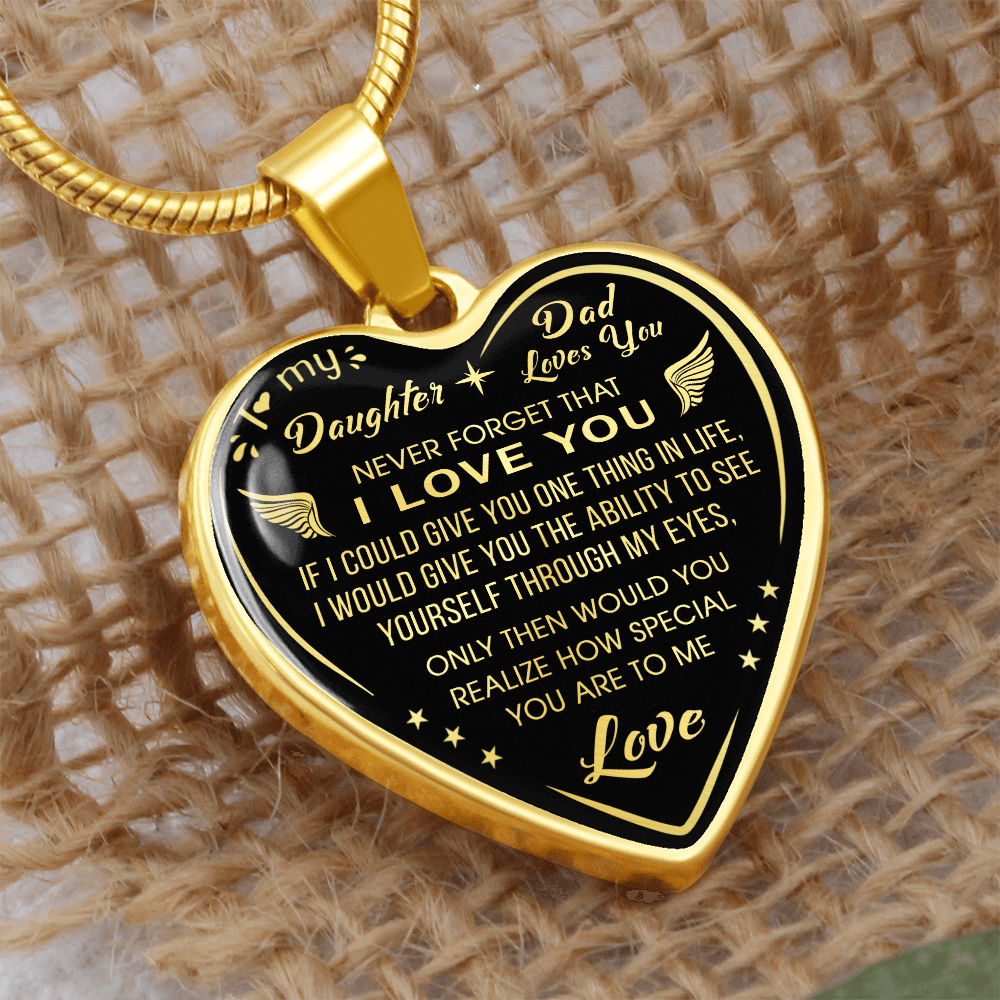 Dad To Daughter Gift Novelty Luxury Unique Heart Necklace from Father Daddy Papa (132629516810)