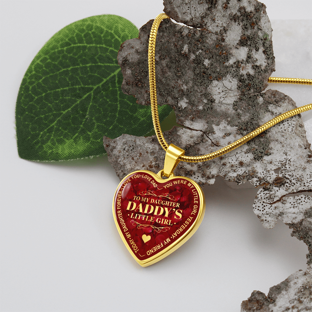 To My Daughter Luxury Heart Necklace, Dad and Daughter Gift For Birthday Wedding (132950172012)