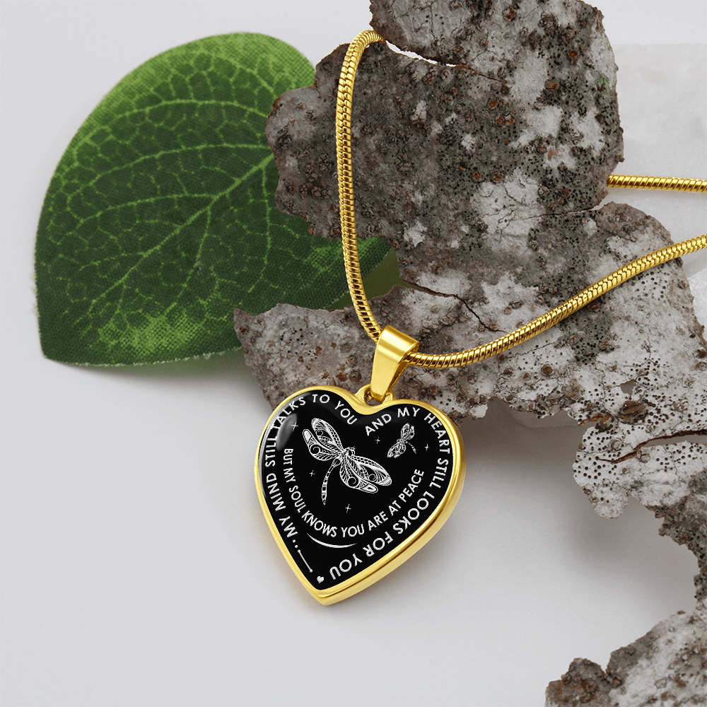 My Mind Still Talks To You - Dragonfly Gift Luxury Heart Necklace For Women Mom (133127714264)