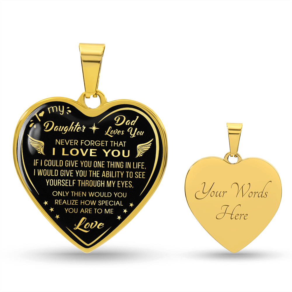 Dad To Daughter Gift Novelty Luxury Unique Heart Necklace from Father Daddy Papa (132629516810)