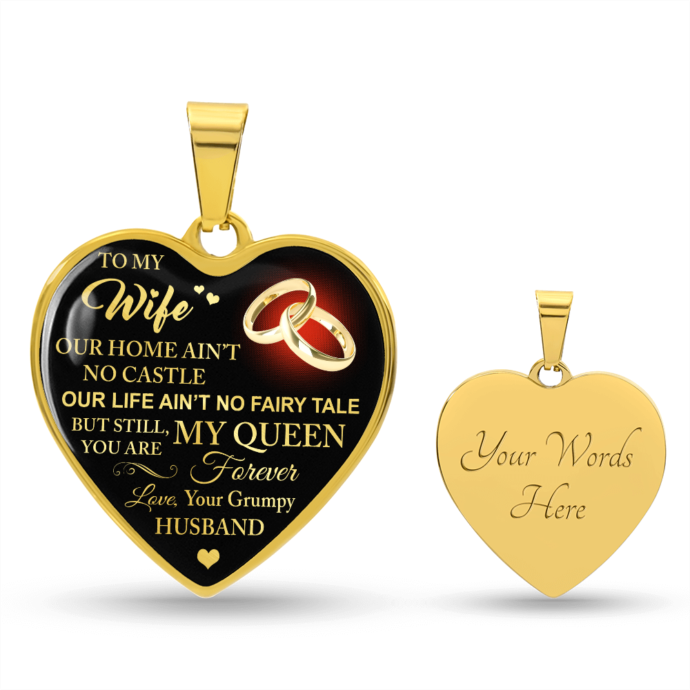 To My Wife Love Gift From Grumpy Husband Heart Necklace Chain for Valentines Day (133581377259)