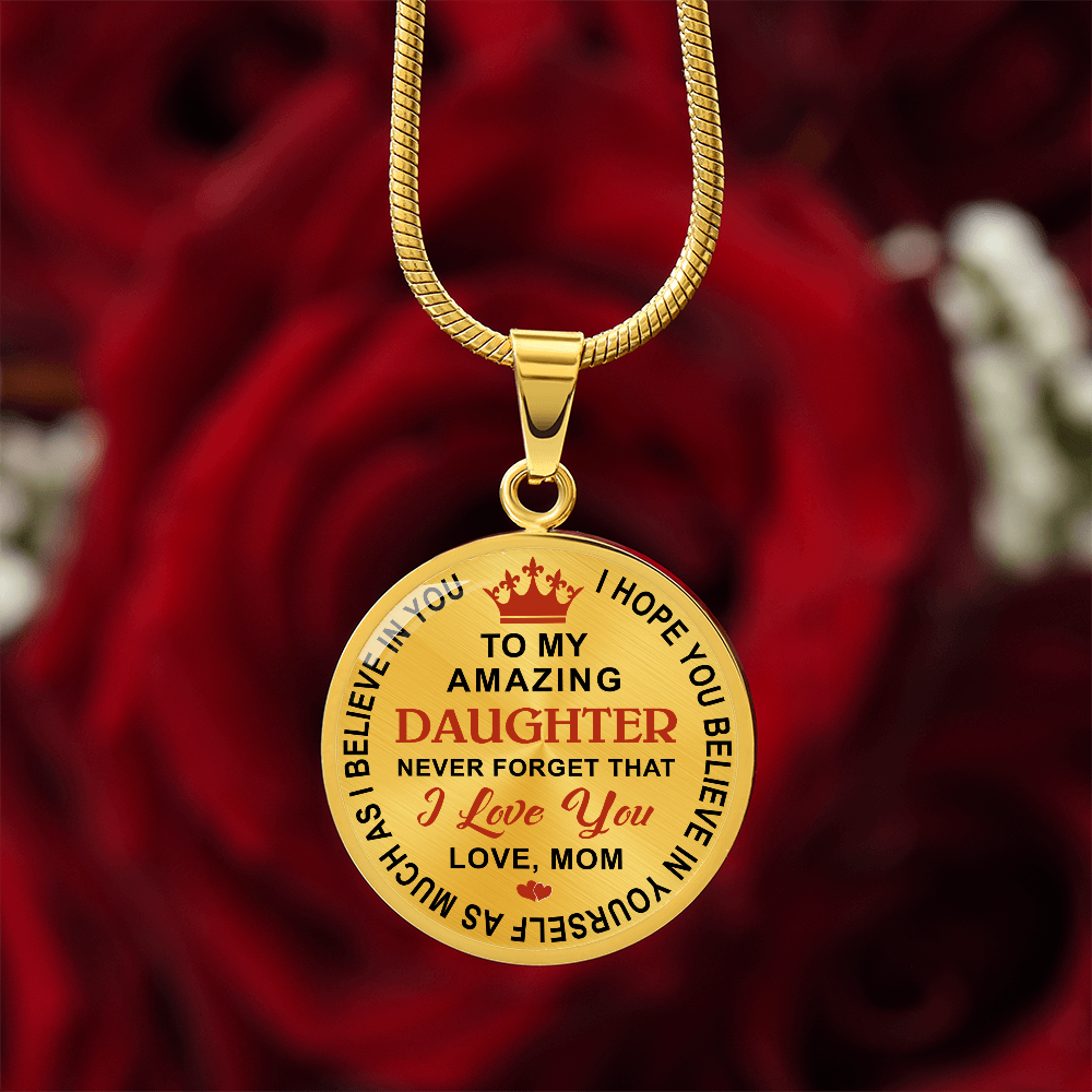 To My Daughter Circle Necklace Gift from Dad, Father - Meaningful Birthday, Christmas or any Special Occasion gift for Princess, Little Girl