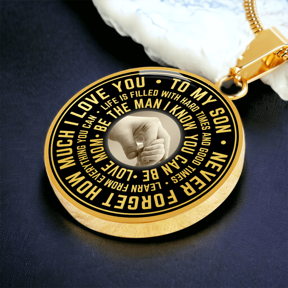 To My Son Circle Necklace from Mom, Mother, Mama - Keepsake Gift for Birthday