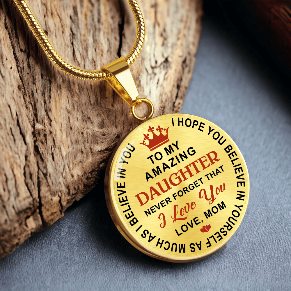 To My Daughter Circle Necklace Gift from Dad, Father - Meaningful Birthday, Christmas or any Special Occasion gift for Princess, Little Girl