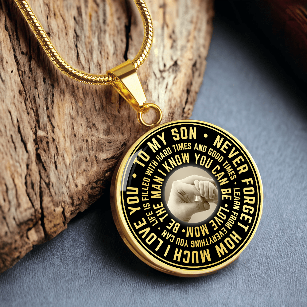To My Son Circle Necklace from Mom, Mother, Mama - Keepsake Gift for Birthday