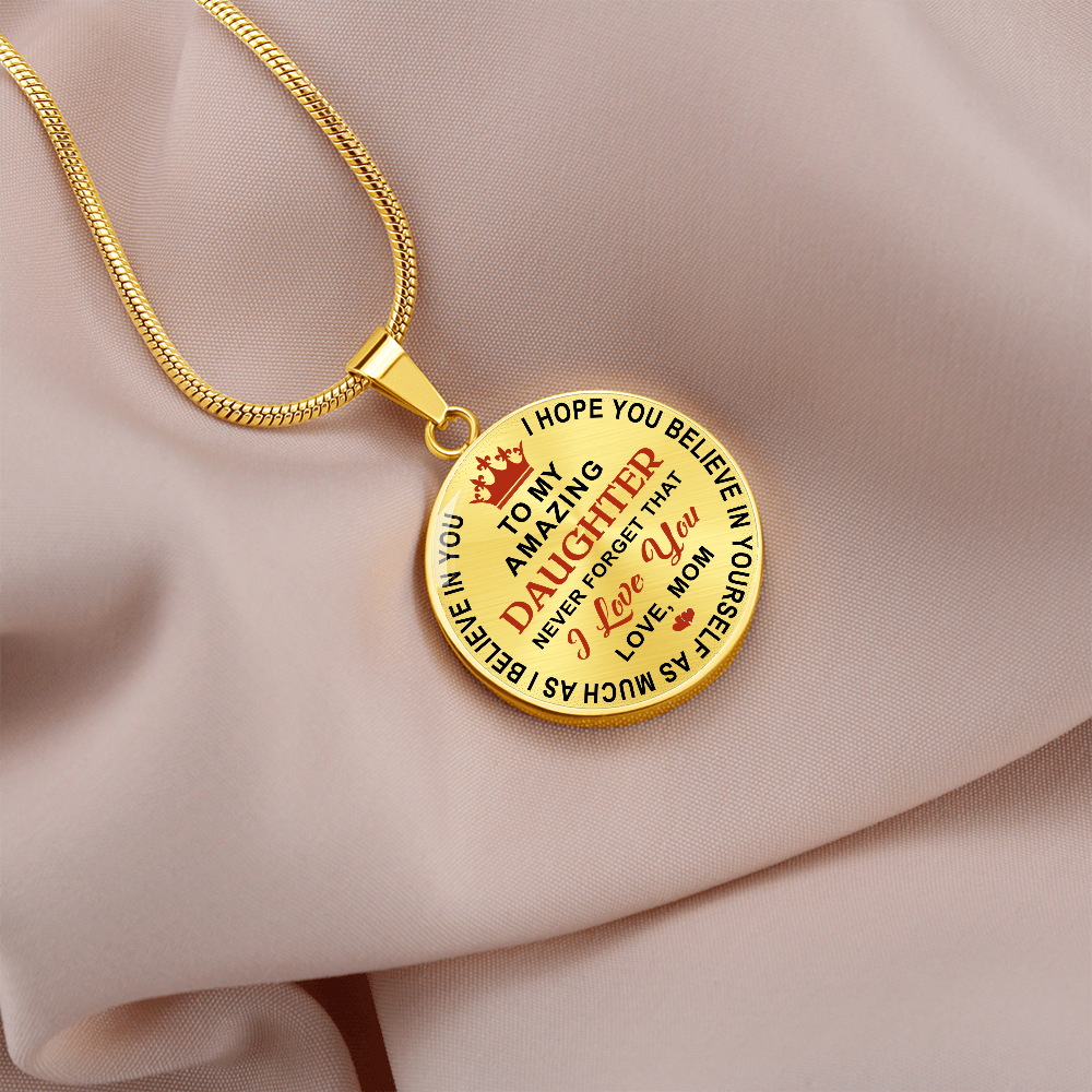 To My Daughter Circle Necklace Gift from Dad, Father - Meaningful Birthday, Christmas or any Special Occasion gift for Princess, Little Girl